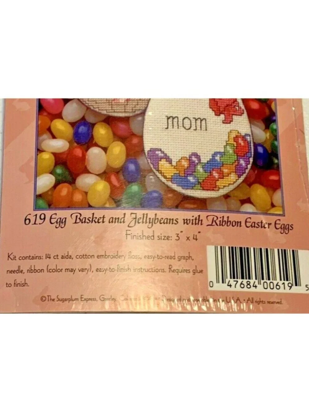 Cross Stitch Kit Sugarplum Express Egg Basket & Jellybeans Eggs EASTER Moms Day